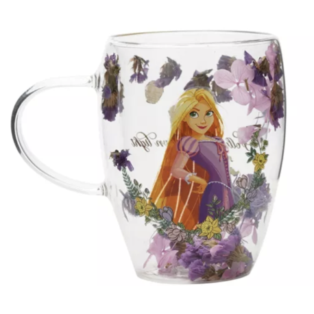 Disney Pastel Princess Floral Decorative Glass Mug - Rapunzel