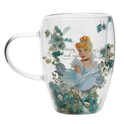 Disney Pastel Princess Floral Decorative Glass Mug - Cinderella