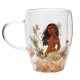Disney Pastel Princess Floral Decorative Glass Mug - Moana