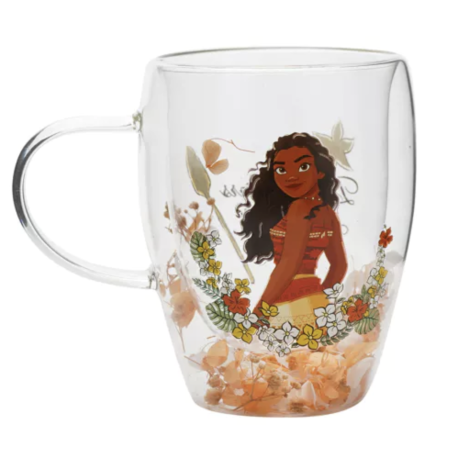 Disney Pastel Princess Floral Decorative Glass Mug - Moana