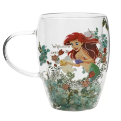 Disney Pastel Princess Floral Decorative Glass Mug - Ariel