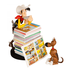 Lucky Luke: Lucky Luke & Rataplan with Pile of Albums Statue