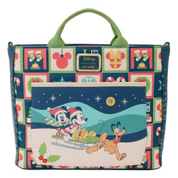 Disney Loungefly - Mickey & Friends Holiday 11" Faux Leather Convertible Tote Bag