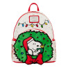 Loungefly Peanuts - Snoopy & Woodstock Holiday Plush Wreath 10" Faux Leather Mini Backpack