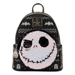 Loungefly The Nightmare Before Christmas - Jack Skellington Reversible Sequins 10" Faux Leather Mini Backpack