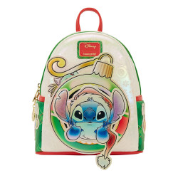 Loungefly Lilo & Stitch - Stitch & Scrump Iridescent Holiday Ornament 10" Faux Leather Mini Backpack