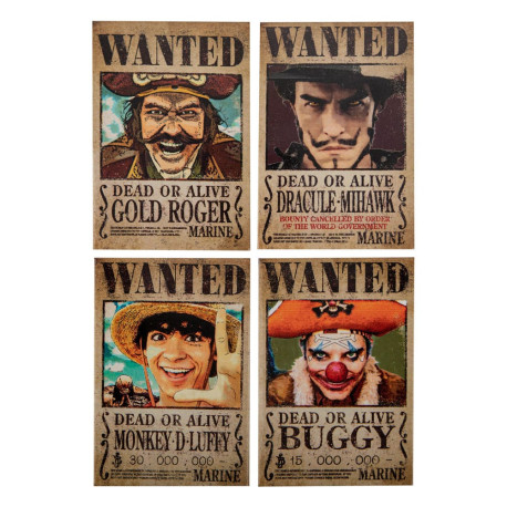 One Piece Fridge Magneet 4-Pack Wanted