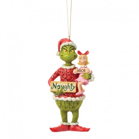 Pre-Order The Grinch And Cindy-Lou With Sign Hanging Ornament - The Grinch by Jim Shore