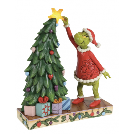 Pre-Order Grinchy Pulling Tree Star Figurine - Grinch By Jim Shore