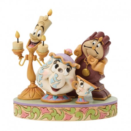 Pre-Orders Lumiere, Mrs Potts, Cogsworth And Chip By Disney Traditions