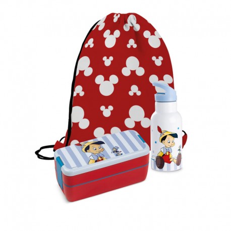 Disney - Pinocchio Set: Lunch Box + Bottle + Drawstring backpack