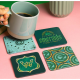 Wicked - Set of 4 Wicked Emerald City Coasters with Metallic Finish and Embossed Details