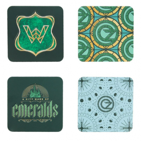 Wicked - Set of 4 Wicked Emerald City Coasters with Metallic Finish and Embossed Details