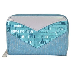 Loungefly Frozen - Elsa Glitter Sequin 4” Faux Leather Zip-Around Wallet