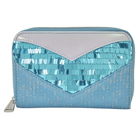 Loungefly Frozen - Elsa Glitter Sequin 4” Faux Leather Zip-Around Wallet