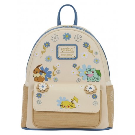 Loungefly Pokemon - Floral 10" Faux Leather Mini Backpack