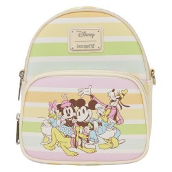 Loungefly Mickey & Friends - Rainbow Stripes 12" Faux Leather Convertible Crossbody Bag