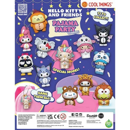 Blind Capsule 65mm. Hello Kitty Pajama Party Charms