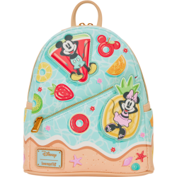 Loungefly Mickey & Minnie - Beach Fun 10" Faux Leather Mini Backpack