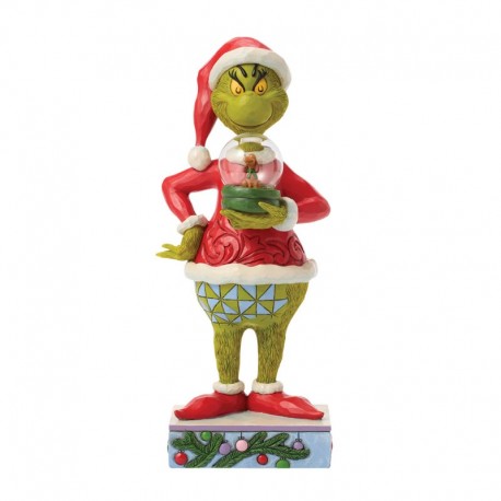 Jim Shore - The Grinch Holding Dry Dome With Max Figurine
