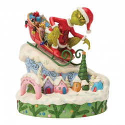 Jim Shore - The Grinch On Small Sled Figurine - The Grinch