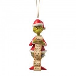 Jim Shore - The Grinch With Lists Hanging Ornament