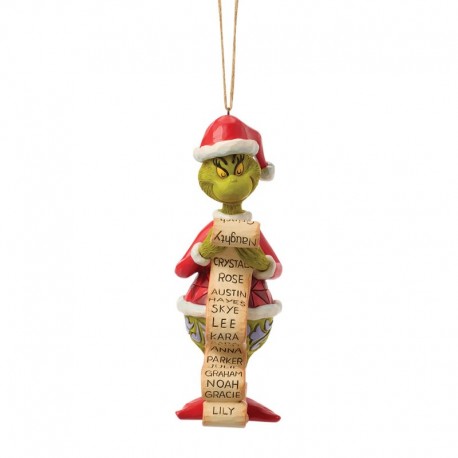 Jim Shore - The Grinch With Lists Hanging Ornament