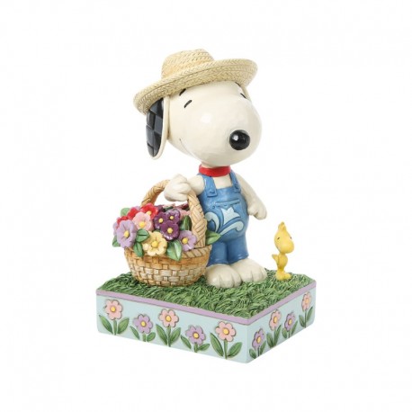 Pre-Order - Snoopy Flower Basket Figurine - Peanuts By Jim Shore