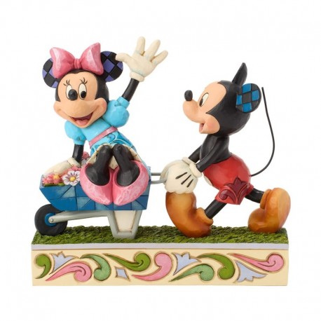 Pre-Order - Mickey Minnie Wheelbarrow Figurine By Disney Traditions