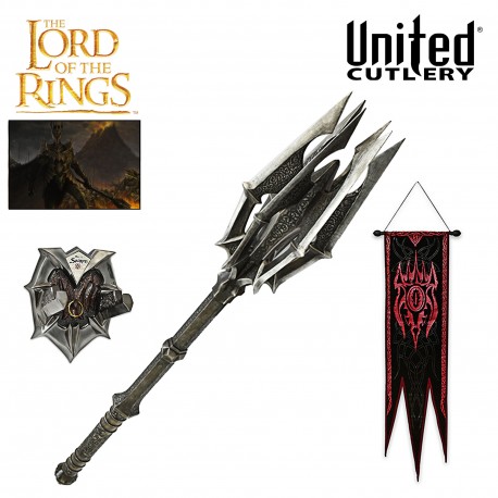 The Lord Of The Rings - The Mace Of Sauron And Ring Red Eye Edition With War Banner