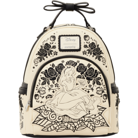 Loungefly Alice in Wonderland - Embroidered Floral 10" Faux Leather Mini Backpack