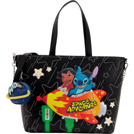 Loungefly Lilo & Stitch - Space Adventure Glow-in-the-Dark Convertible 19" Faux Leather Tote Crossbody Bag with Coin Bag