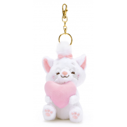 Disney Japan Marie with Heart Small Soft Toy Keyring, The Aristocats - 13cm