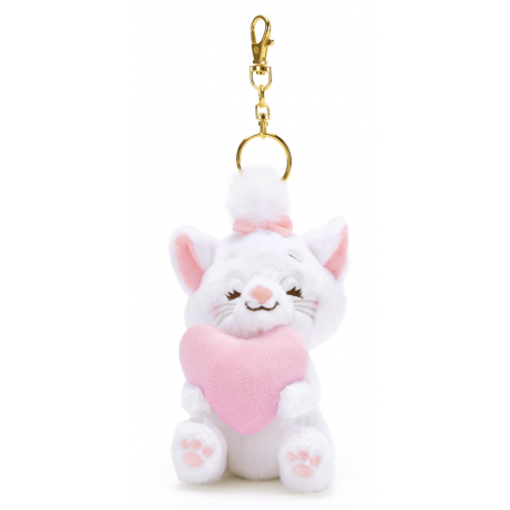 Disney Japan Marie with Heart Small Soft Toy Keyring, The Aristocats - 13cm