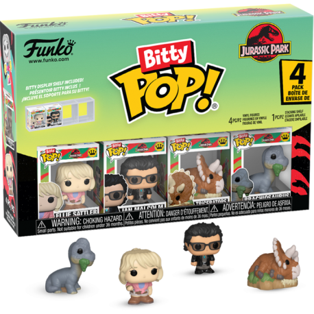 Jurassic Park - Ellie Sattler, Ian Malcolm, Triceratops & Brachiosaurus Bitty Pop! Vinyl Figure 4-Pack