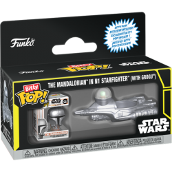 Star Wars - The Mandalorian in N1 Starfighter (with Grogu) Bitty Pop! Rides Vinyl Figure