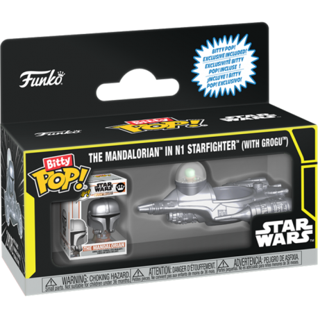 Star Wars - The Mandalorian in N1 Starfighter (with Grogu) Bitty Pop! Rides Vinyl Figure