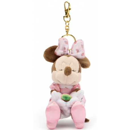 Disney Japan Minnie Mouse Strawberry Small Soft Toy Keyring - 11cm