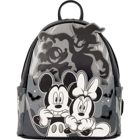 Loungefly Disney - Mickey & Minnie Ghost Light Up Glow-in-the-Dark 10" Faux Leather Mini Backpack