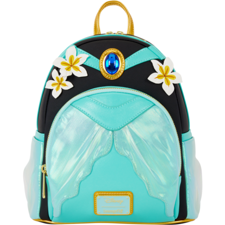 Loungefly Aladdin - Princess Jasmine Cosplay 10" Faux Leather Mini Backpack with Lamp Bag Charm