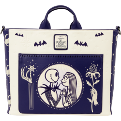 Loungefly The Nightmare Before Christmas - Jack Skellington & Sally Night Sky 11" Faux Leather Convertible Tote Bag