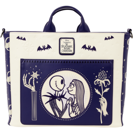 Loungefly The Nightmare Before Christmas - Jack Skellington & Sally Night Sky 11" Faux Leather Convertible Tote Bag