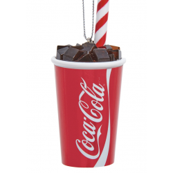 Coca Cola - 3.5"Plastic Coca-Cola Cup W/Straw Orn