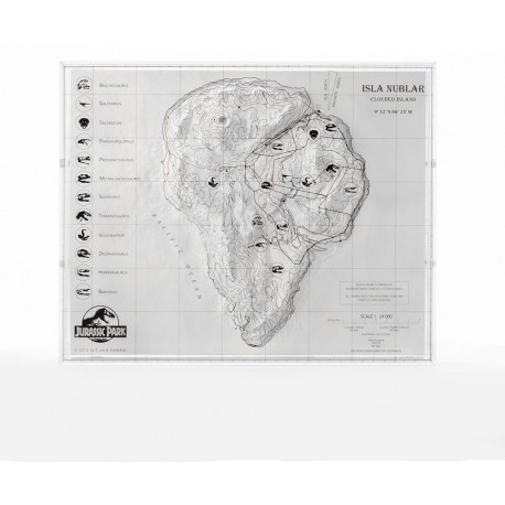 Jurassic Park Topographic Map Isla Nublar