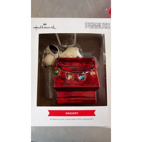 Hallmark - Snoopy Doghouse Glass Ornament