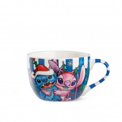 Disney Home - Stitch & Angel Blue Christmas Breakfast Mug
