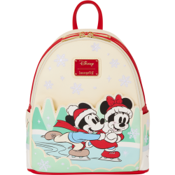 Loungefly Mickey & Friends - Ice Skating 10" Faux Leather Mini Backpack with Headband Holder