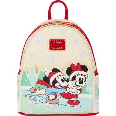Loungefly Mickey & Friends - Ice Skating 10" Faux Leather Mini Backpack with Headband Holder