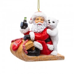 Coca Cola - Santa & Cub on Sled Ornament