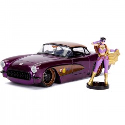 DC Bombshells Diecast Model Hollywood Rides 1/24 1957 Chevy Corvette with Batgirl Figure